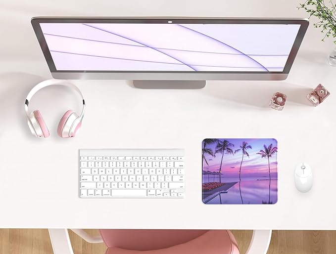 eulps Mouse Pad with Stitched Edge, Multiple Patterns Computer Mouse Pads with Non-Slip Rubber Base, Washable Cloth Mousepad, for Gaming, Laptop, PC (Violet Dusk)