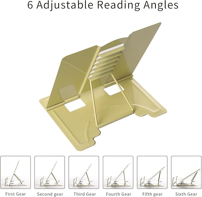 Camelmother Metal Book Stand Holder for Reading Adjustable (Full Yellow), (Camelmother-9)