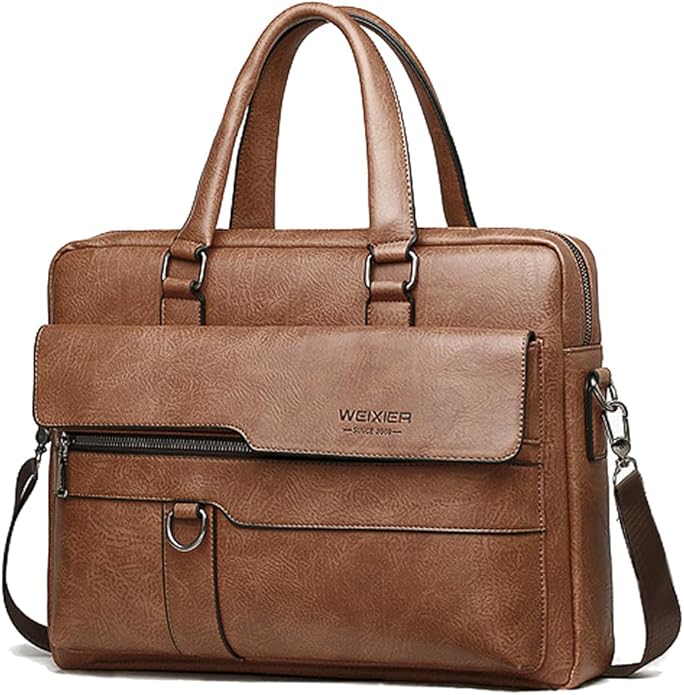 Mens Messenger Bag Leather 15.6 Inches Laptop Briefcase Large Laptop Bag Satchel Crossbody Bag