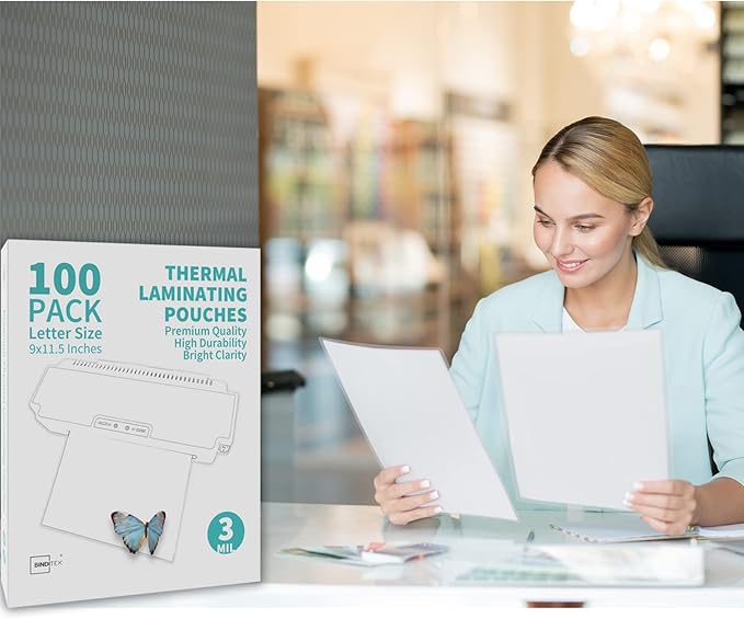 Binditek 100 Pack 3 Mil Thermal Laminating Pouches, 9x11.5 Inches Laminating Sheets, for Letter Size, Ultra Clear, Glossy, Hold 8.5x11 Inches, Heat Seal, Office School Supplies