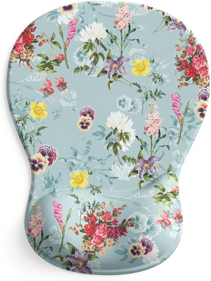 ErgoComfort Gel Wrist Rest Mouse Pad-Ergonomic Office Mousepad with Wrist Support-Non-Slip, Design Desk Accessories Mat for Home&Game Decor (08Spring Bloom)