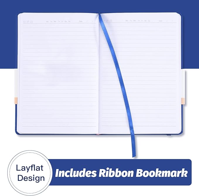 SUIN Hardcover-Journal-Notebooks, A5 Lined Journals Notebook for Writing 200 Pages, 8.2 x 5.5 inch, Classic Ruled Notebooks for Work/Travel/College (Navy Blue- 1 Pack)