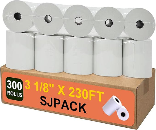 300 Rolls Thermal Paper 3 1/8 x 230ft Pos Receipt Paper, Cash Register Roll TM-T88 T-20 T-90 SRP-350 370
