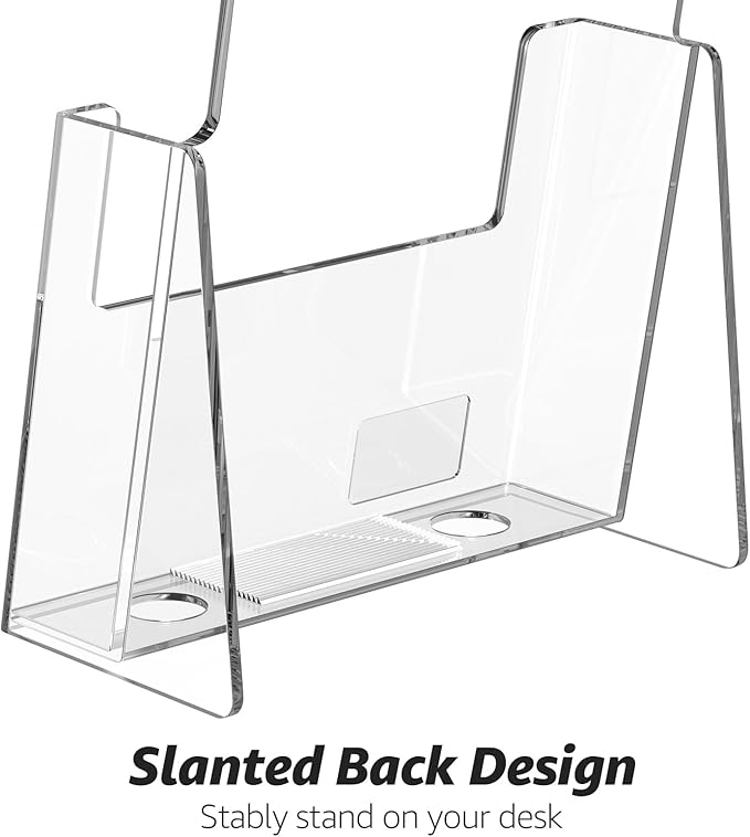 MaxGear Acrylic Brochure Holder 6 x 9 Inches, Clear Literature Holder Acrylic Countertop Organizer Plastic Flyer Display Stand Clear Bi-fold Magazine Holder for Pamphlet, Booklet, Menu, 2 Pack