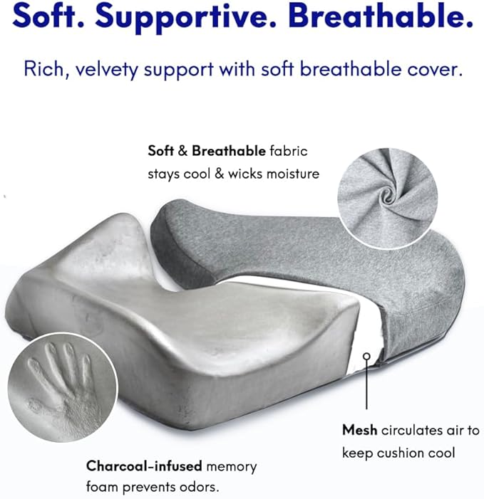 Cushion Lab Patented Pressure Relief Seat Cushion for Long Sitting Hours on Office/Home Chair, Car, Wheelchair - Extra-Dense Memory Foam for Hip, Tailbone, Coccyx, Sciatica - Wellness Green