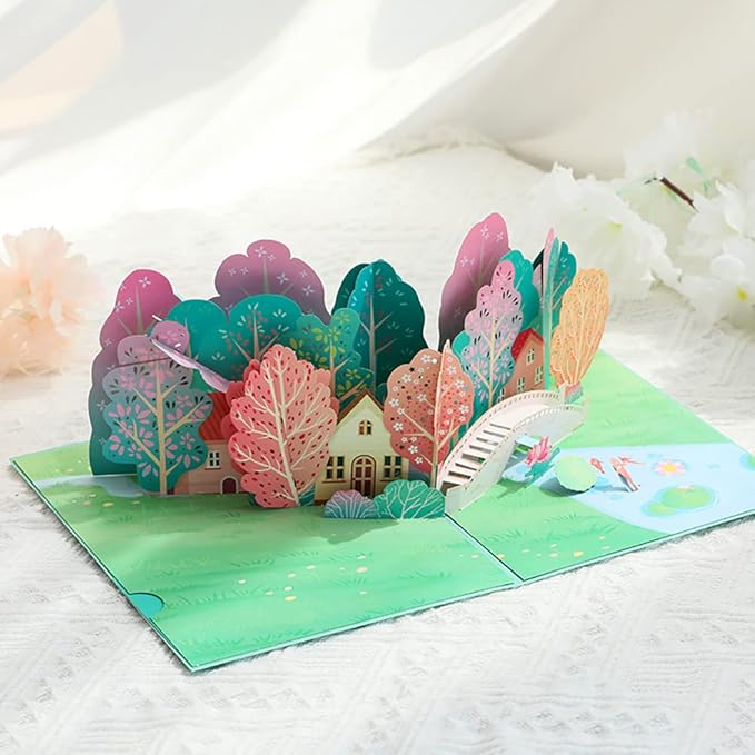 Forest Greeting Pop Up Card, 3D Spring Cards for Birthday, Happy Retirement, Mother’s Day, Summer, Holiday, Mountain, Outdoor, All Occasions