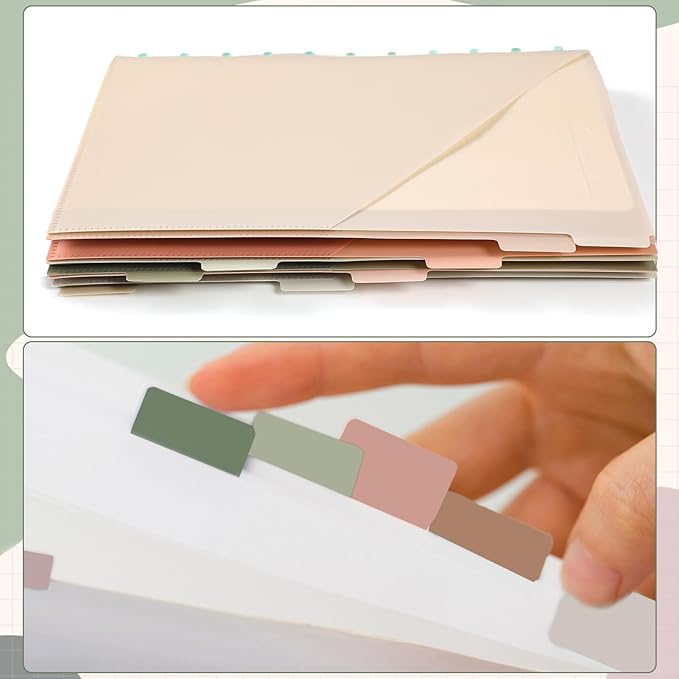 2Set 8 Tab Discbound Notebook Dividers with Pockets Letter Size Disc Planner Pocket 8.5 x 11 Plastic Binder Disc Bound Notebook Divider for School Office Subject Document Discbound System