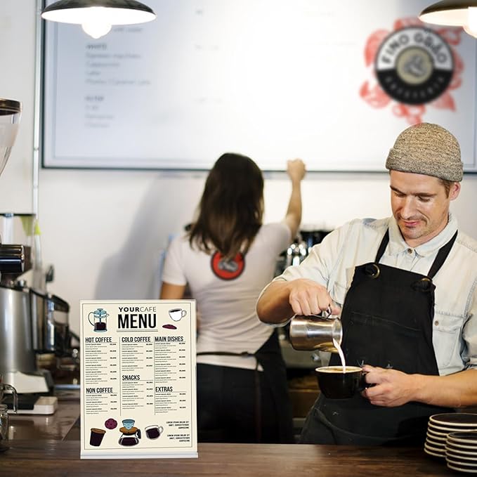 4 Pack Acrylic Sign Holder 8.5 X 11, Vertical T Shape Clear Plastic Sign Holder, Double Sided Clear Display Stand Table Top Sign Paper Holder, Sign Holder Suitable for Office, Store