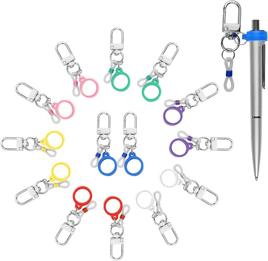 Retractable Pen Holders, 14 Set Silicone Pen Holder with Lobster Clasp, Clip on Pens Holder for Badge Reel, Perfect Pen Holder f1or Lanyard, Badge Pen Holder for Nurses, Badge Reel Accessories