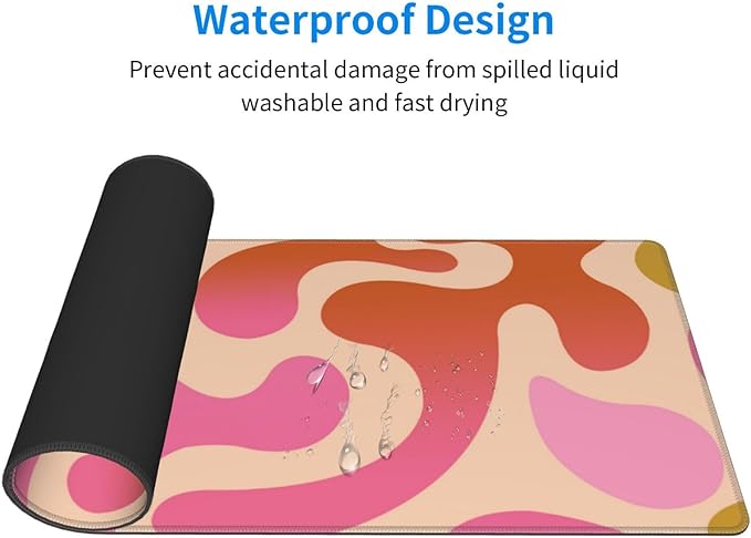 Extended Gaming Mouse Pad, Large Gaming Mouse Waterproof with Stitched Edges, Non-Slip Desktop Pad for Home and Office, Level Up Your 31.5x11.8 Inch… (Abstract Painting)