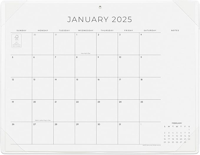 Cabbrix Simplified Desk Calendar 2025-2026 with Desktop Mat, Desk Pad Calendar Large 21" x 16-1/2" Runs from Jan 2025 to Jun 2026, Monthly Desktop Calendar for Home School and Office (Beige)