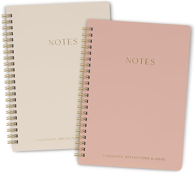 Aesthetic Spiral Notebook Set of 2 For Women and Men - Cute College Ruled 8x6 Bible Study Journal/Notebook with Pockets And Lined Pages - Perfect A5 Supplies to Stay Organized at Work or School