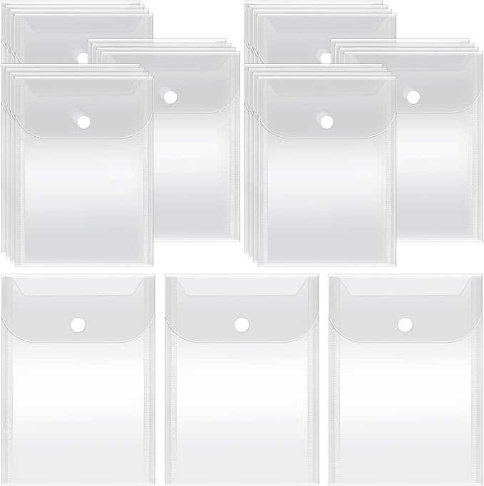 Vmiapxo 40 Pack Stamp and Die Storage Pockets, Reusable Small Plastic Envelopes Waterproof Sticker Organizer Receipt Holder Photo Storage Folders (5" x 7")