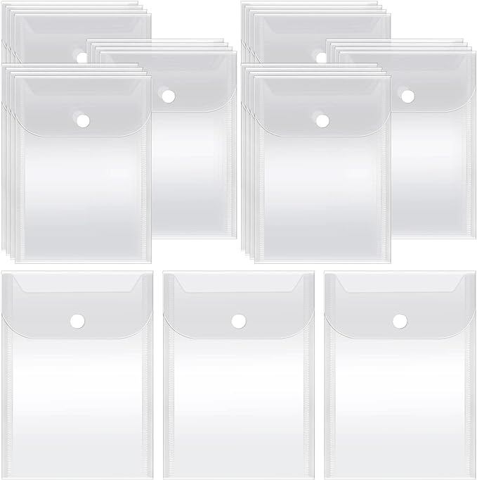 Vmiapxo 40 Pack Stamp and Die Storage Pockets, Reusable Small Plastic Envelopes Waterproof Sticker Organizer Receipt Holder Photo Storage Folders (5" x 7")