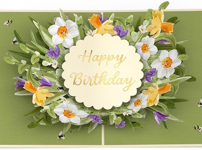 Lovepop Birthday in Bloom Pop-Up Card & Bouquet Bundle, 5" x 7" & 12" Premium display pop-up