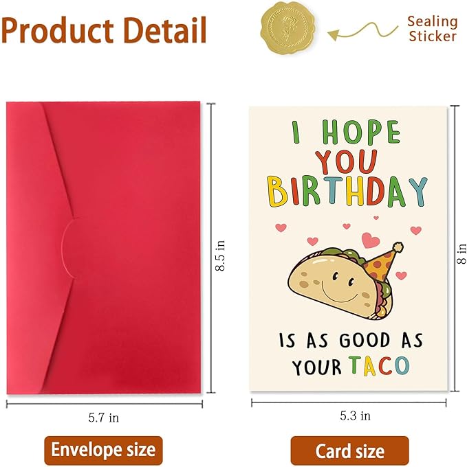 Funny Birthday Card for Men, Happy Birthday Gift for Husband, Boyfriend, Him, Humor Taco Bday Decorations Ideas