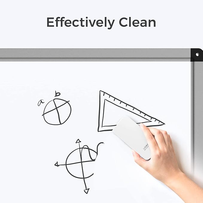 LOUKIN 2 Pack Magnetic Dry Erase Eraser, Whiteboard Eraser, Glass Board Eraser(White), 3.4 fl oz Whiteboard Cleaner * 2 Included, for Classroom, Home and Office Use