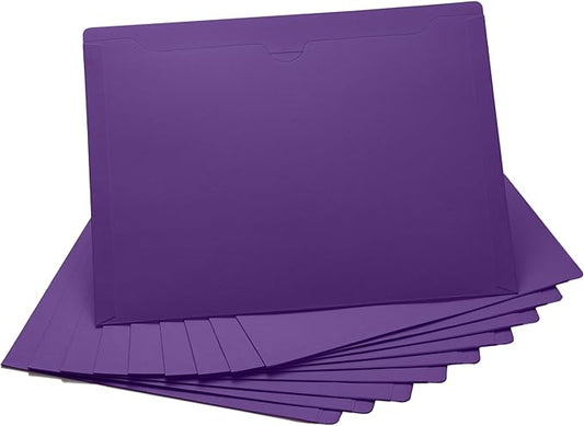 Purple File Jackets, Flat-No Expansion, Letter Size, Reinforced Straight-Cut Tab, 10 Pack