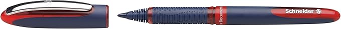 Schneider One Business Rollerball Pen, 0.6 mm Ultra-Smooth Tip, Blue Barrel, Red Ink, Box of 10 Pens (183002)