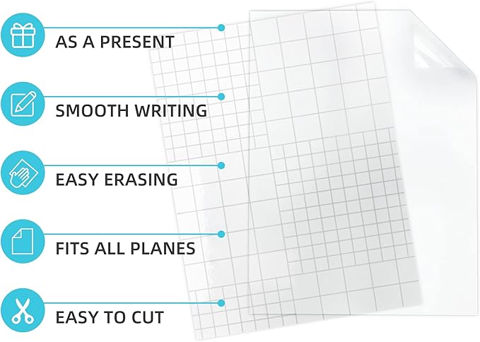 T&W SAME FILM 20 Pcs Dry Erase Board Sticker- Whiteboard Stickers-8.3''x11.7'' Removable Dry Erase Sheets- Fridge Dry Erase Paper for Wall/Desk/Refrigerator/Door/Locker/Home/Office/Classroom (Clear)