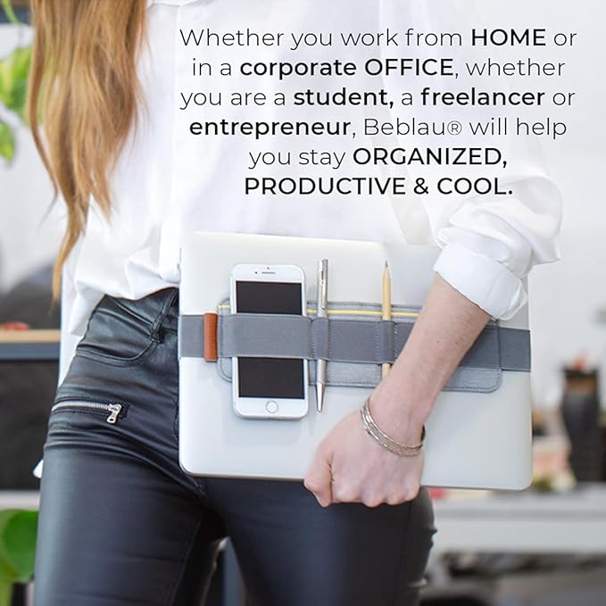 Beblau Slim Portable Tech Organizer – Attachable Laptop & Notebook Accessory | Fits 13"-17" | Backpack Insert & Desk Organizer | Office, Home, & School | Work-from-Home Essentials | Christmas Gift