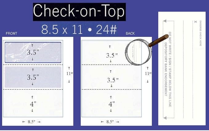 Compuchecks Check on Top Blank Check Paper - 500 Pack, Quick-Books & Laser Printer Compatible - Security Business Checks with Voucher - 8.5" x 11" Platinum Pinstripe