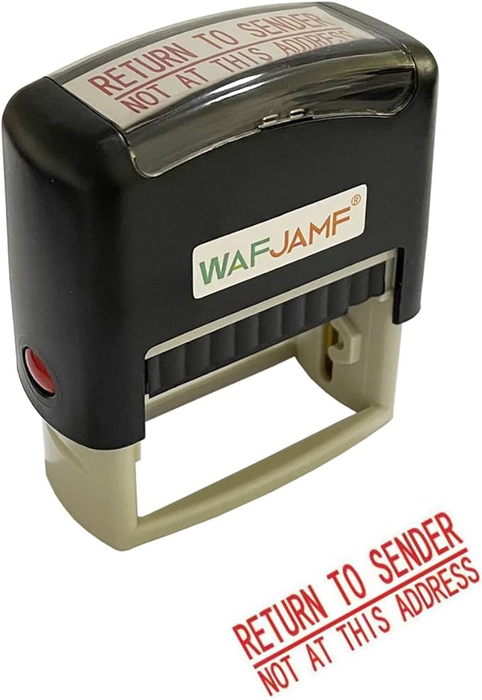 WAFJAMF Return to Sender Not at This Address Stamp – Self Inking Stamp Office Stamp Message Stamp Red Ink-Medium