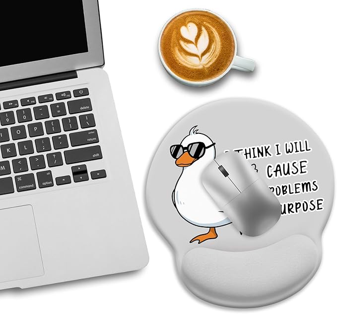 Funny Duck Ergonomic Mouse Pad with Wrist Rest, Mouse Pads for Desk, Gaming Mouse Pad Wrist Support, Cute Mousepad with Non-Slip Pain Relief PU Base, Cute Home Office Desk Accessories Decor