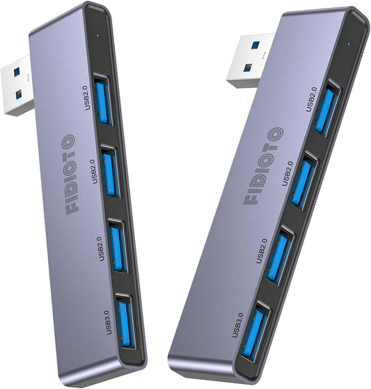 USB Hub 2Pack Right Model, Fidioto 4-Port USB Hub(1 * 3.0 Port, 3 * 2.0 Port) USB Splitter USB Expander for Laptop, Xbox, Flash Drive, HDD, Console, Printer, Camera,Keyborad, Mouse