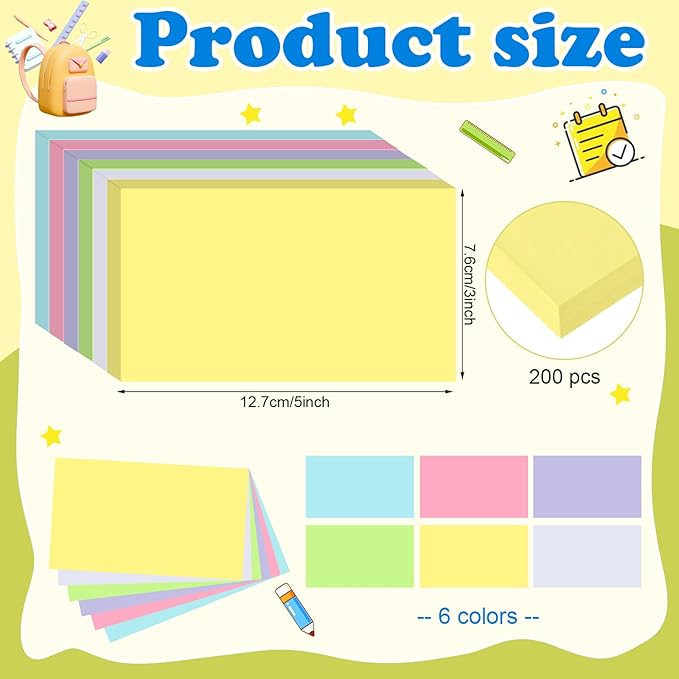 240 Count Colored Blank Index Cards 3x5 Inches Flash Cards Flashcards Heavy Weight Note Cards for Studying School Office Supplies