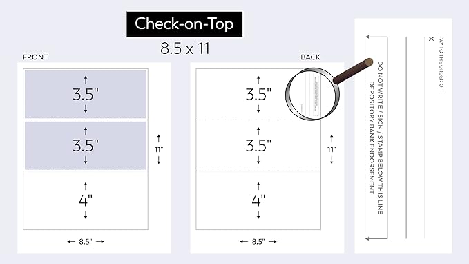 Compuchecks Check on Top Blank Check Paper - 1000 Pack, Quick-Books & Laser Printer Compatible - Security Business Checks with Voucher - 8.5" x 11" Blue Pinstripe