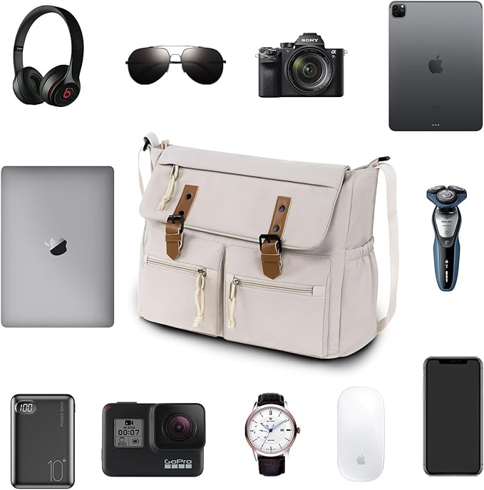 Lovvento Shoulder Messenger Bag for Men - Women Laptop Bag 15.6 inch Satchel Bags Mens Canvas Crossbody Tote Bags