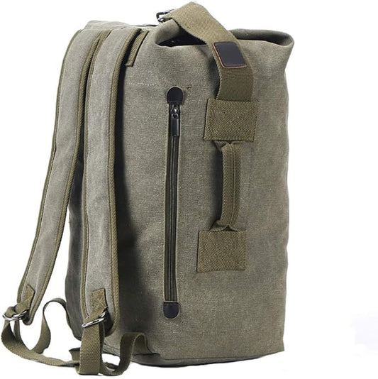 Military Duffel Bag Top Load Double Strap Canvas Backpack Army Travel (upgrade army green small)