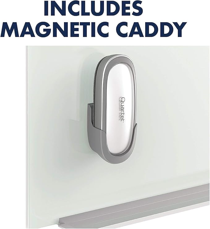 Quartet White Board Dry Erase Board Eraser, 6" x 2-3/8", Premium Max Clean for Dry Erase Markers, Includes Magnetic Caddy Holder, Home School Supplies & Home Office Accessories, Silver (DFEB5)