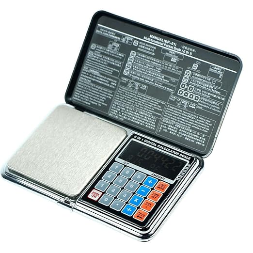 1Pcs Digital Pocket Scale 500g x0.01g Gram Scale Food Scale with Piece Counting/Price Calculator Function Built-in Clock and Thermometer