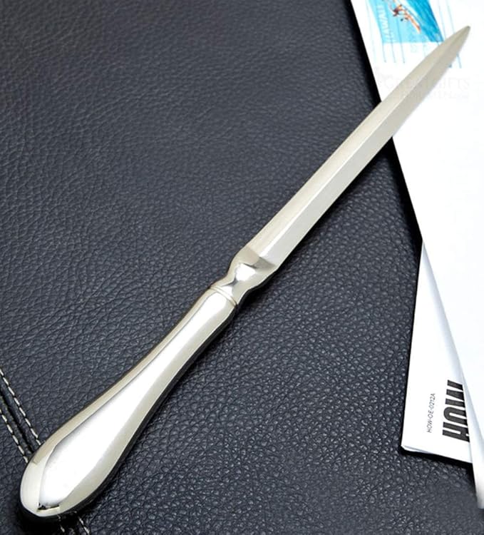 BANCHELLE Letter Opener Envelope Slitter Zinc Alloy Envelope Opener with Black Box (Silver, 9.06 × 0.71 × 0.39 inches), 2 PCS