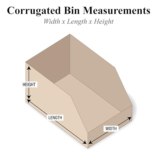 Partners Brand PBINBWZ418K Open Top Bin Boxes, 4" x 18" x 4 1/2", Kraft (Pack of 50)