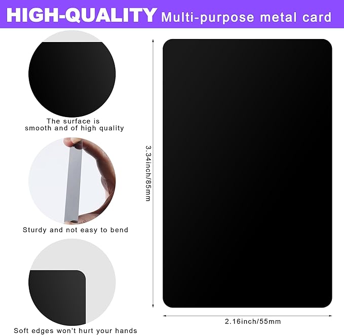300 Pcs Metal Business Cards Black Metal Business Card Blanks for CNC Engraver Laser Engraving Reliable and Sturdy Multipurpose Aluminium Business Card Blanks Thickness 0.01 Inch