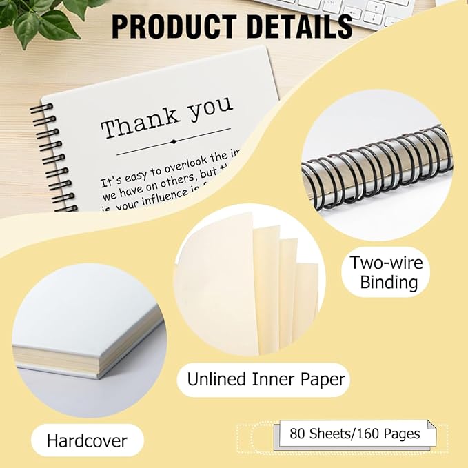 Thank You White Hardcover 160 Pages Spiral Notebooks, Funny Thank You Gifts for Women Men Coworkers Leader Mentor, Appreciation Gifts for Employees, Thanksgiving Gifts for Colleagues Leaders