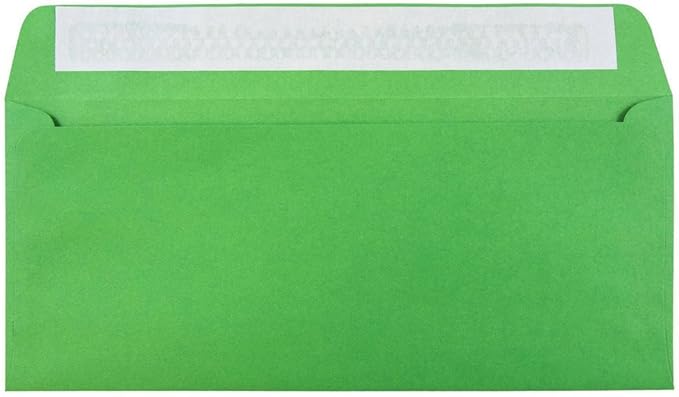 JAM PAPER #10 Business Colored Envelopes with Peel and Seal Closure - 4 1/8 x 9 1/2 - Green Recycled - Bulk 500/Box