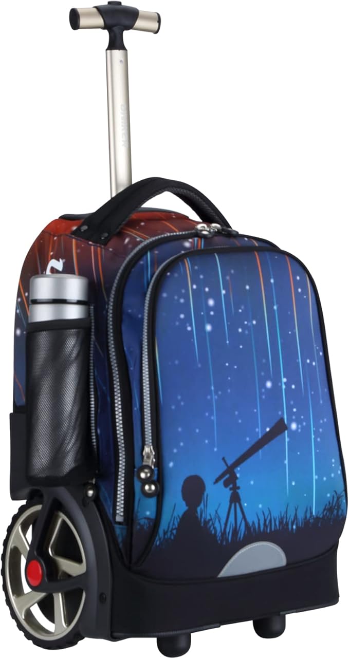 UNIKER Rolling Backpack without Straps for Boys, Roller Travel Bag,Wheeled Bookbag High School,Trolley Middle School Bag for Teens,Schoolbag with Wheels