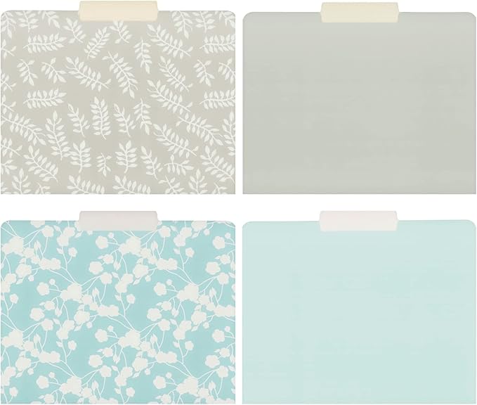 Juvale 12-Pack Pretty Pastel Decorative File Folders for Women and Girls, Cute Classroom Supplies, Office, Organization Letter Size, 1/3 Cut Tabs, 12 Assorted Patterns and Solids (11.5x9.5 in)