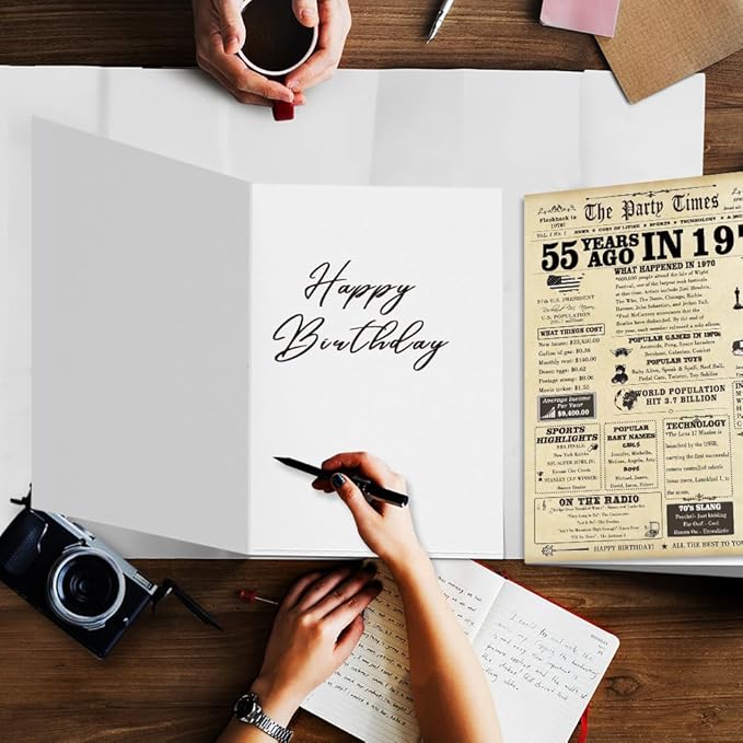 Happy 55th Birthday Card for Men Women,Jumbo 55 Year Old Birthday Gifts for Husband Wife or Dad Mom,Wedding Anniversary Card,Cheers to 55th Birthday Card Decorations