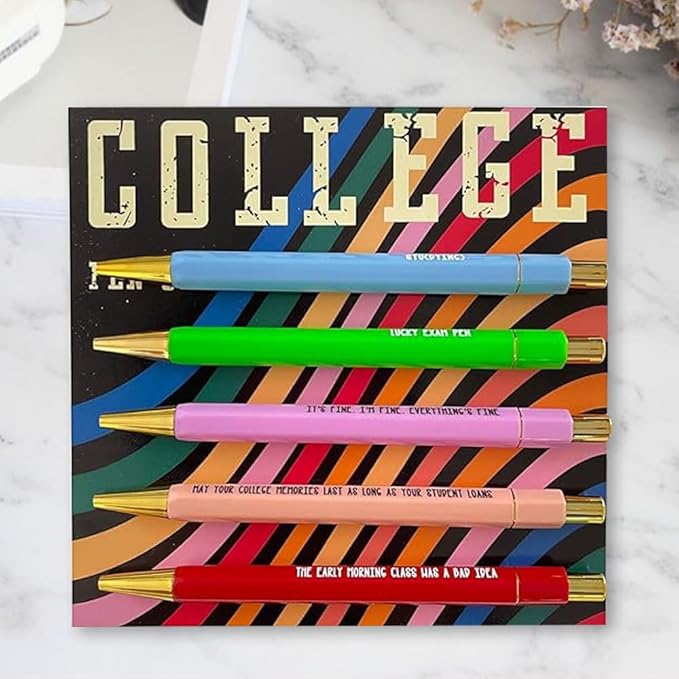 Funny pens,5-Count,Black Ink,Medium Nib 1.0mm,Funny Office Gifts for Coworkers,Personalized Pens Vibrant Funny Quotes Word Daily Pen (College Pens)