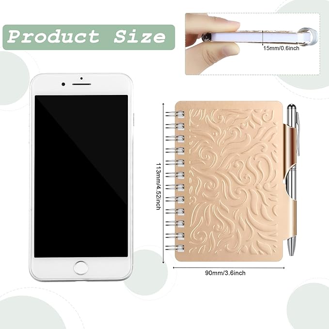 Zonon 2 Pcs Mini Password Book with Alphabetical Tabs Metal Password Keeper Book Portable Organizer Elegant Mandala Pattern Notebook with Pen, Spiral Bound for Information(Rose Gold, Light Pink)