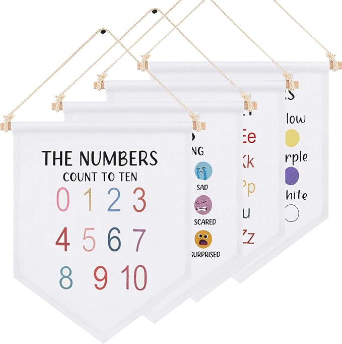 Boao 4 Pcs Boho Classroom Decor Hanging Classroom Decorations Wall Display Banners Elementary Wall Art Banner Welcome to Teacher Gift(Education,Cute)