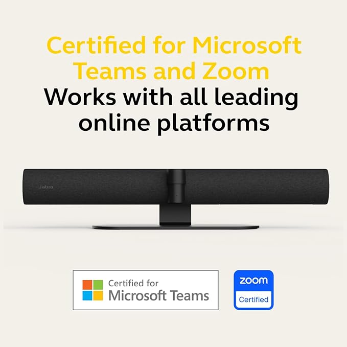 Jabra PanaCast 50 – Intelligent 180° Panoramic-4K Meeting Room Video Camera – Inclusive Video Conferencing Camera with Full Room Coverage, Easy to Set-Up Wide Angle Webcam with Microphones - Black