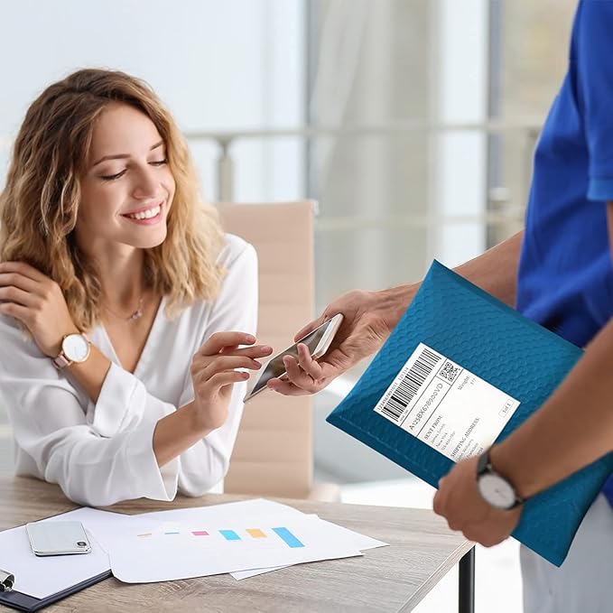 UCGOU Bubble Mailers 8.5x12 Inch Navy Blue 25 Pack Usable Size 8.5x11 Poly Padded Envelopes #2 Medium Mailing Opaque Packaging Postal Self Seal Waterproof Boutique Shipping Bags for Clothes Makeup