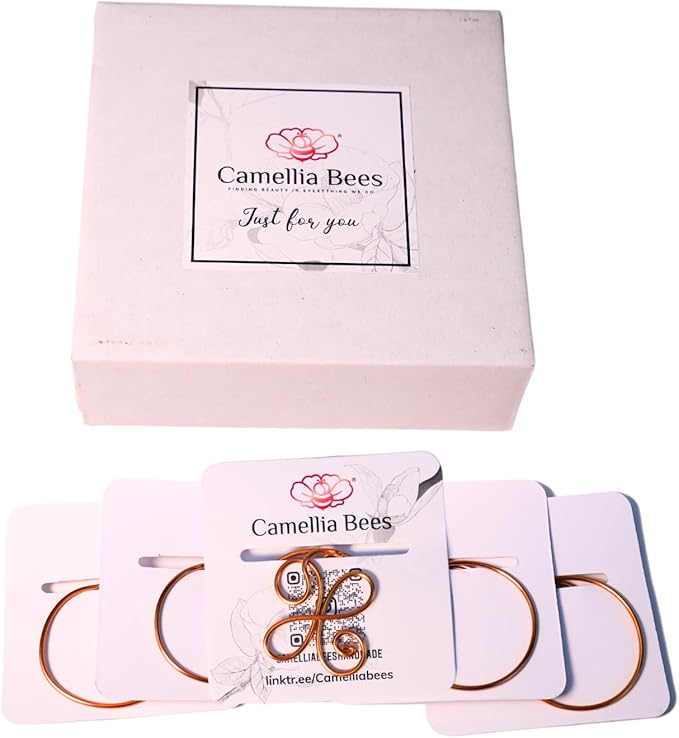 Personalized Initial Copper Bookmark, Set of 5, Handmade Copper Gift for Her, Him, Couple on Birthday, Wedding Anniversary, Alphabet Bookmark (H)