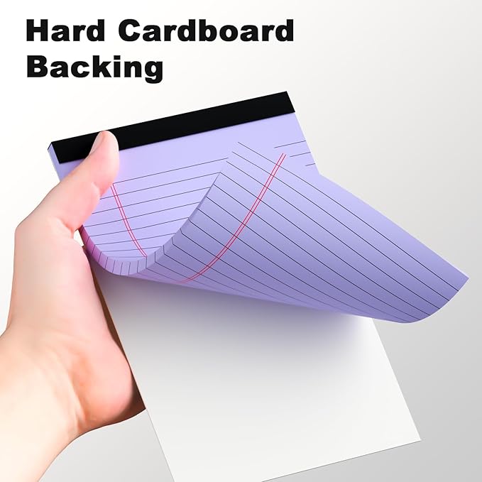 6pcs Small Legal Pad 5x8 College Ruled Purple Legal Pads Paper Notepads 6 Pack Study Back Writing Pads 5 x 8 Legal Pads Perforated Narrow Ruled Pads of Paper Purple